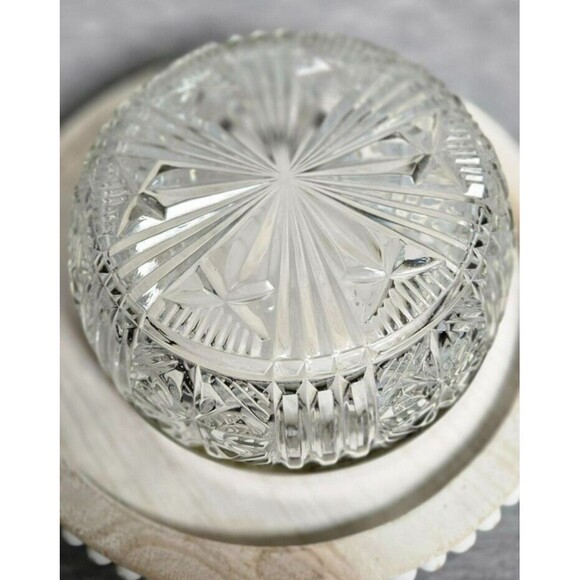 Cut Etched Glass 8” Vintage Bowl With Silver Plate Rim Made In England - Picture 5 of 8
